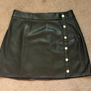 Bar III Black Faux Leather Snap-Front Mini Skirt